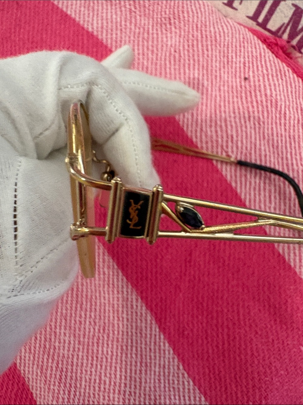 Yves Saint Laurent Gold Round Rimmed Women's Glasses with Black Temple Tips - Picture 5 of 5
